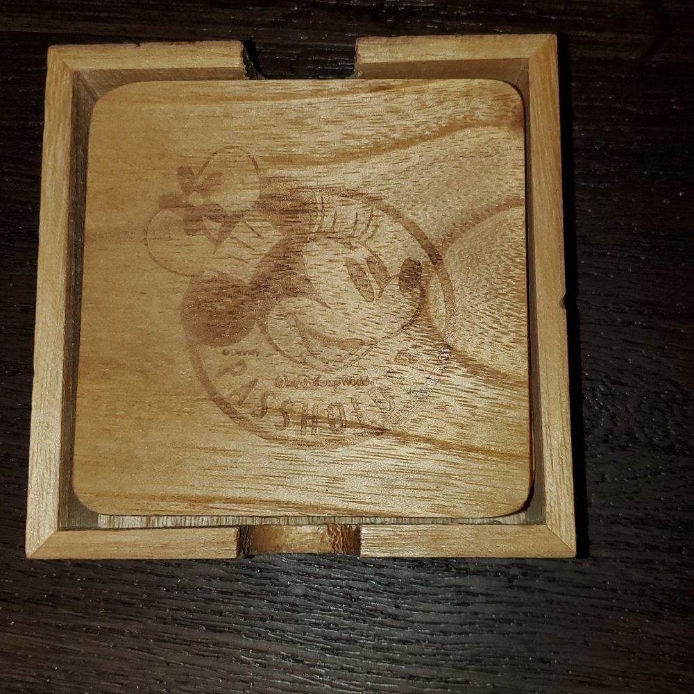 NEW Disney Minnie Mouse Passholder wooden coasters - set of 4